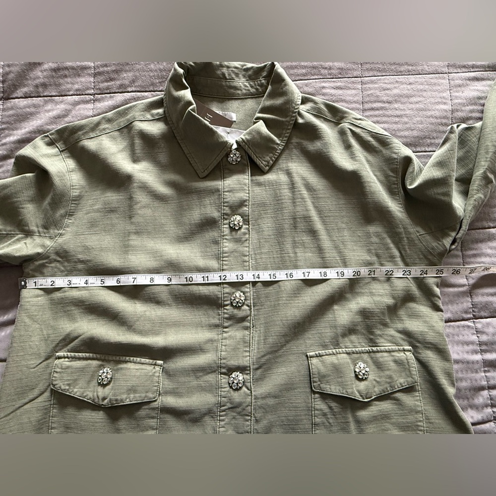 NWT J.Jill Oliver green jacket with rhinestone detail - Picture 9 of 11